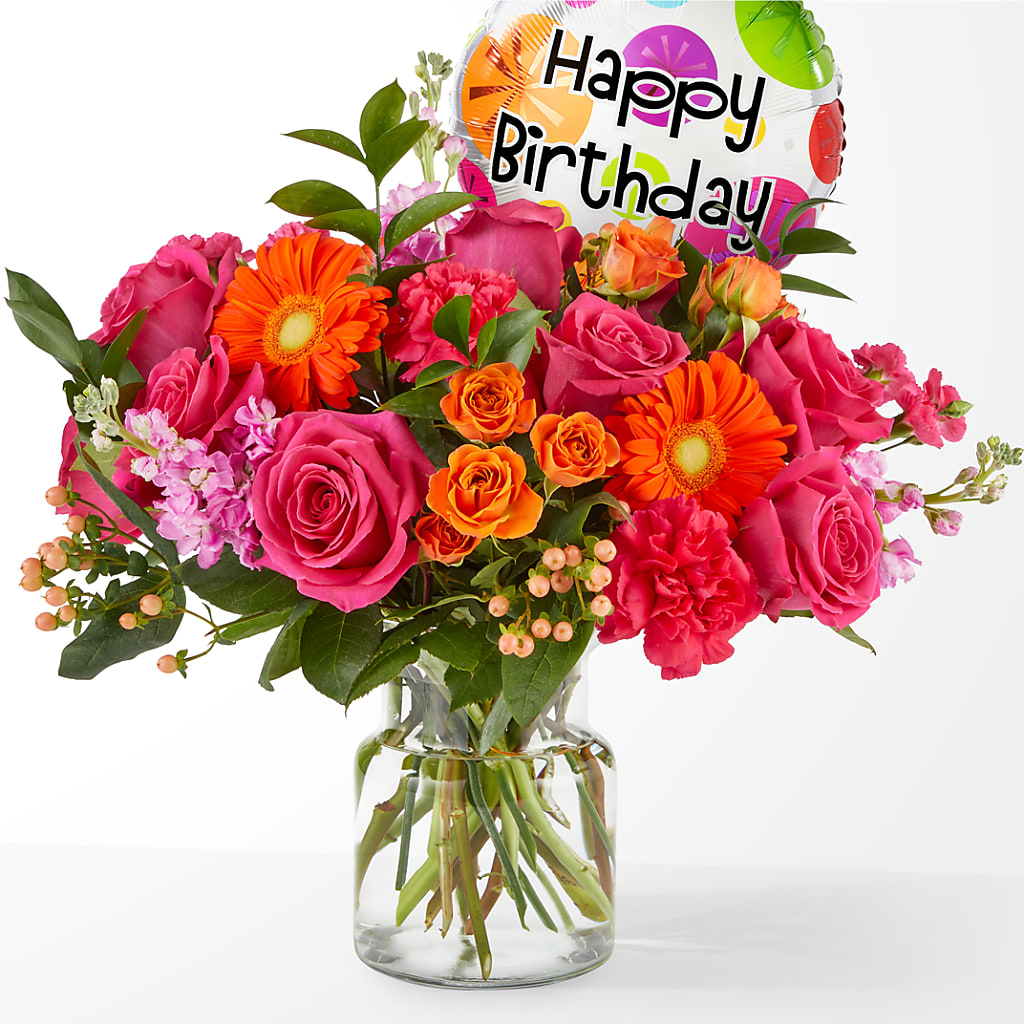 Fiesta Bouquet with Birthday Balloon – PARKER'S FLORIST, Madison AL