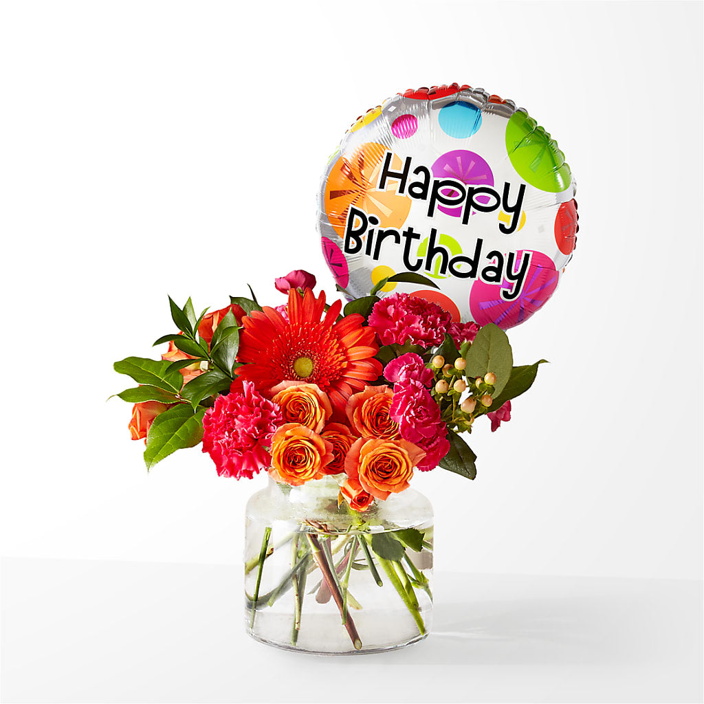Fiesta Bouquet with Birthday Balloon – PARKER'S FLORIST, Madison AL