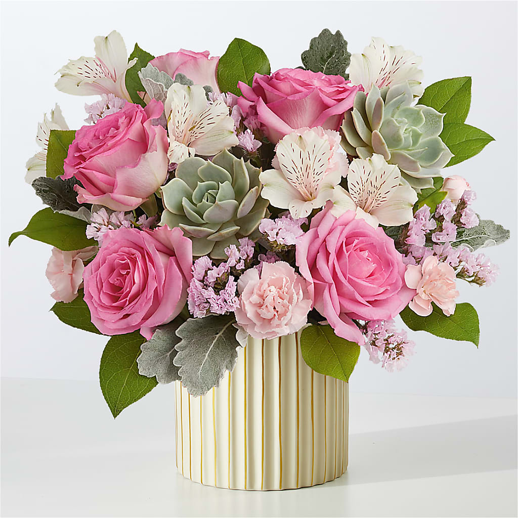 Dusty Rose Bouquet with Ivory Vase – PARKER'S FLORIST, Madison AL