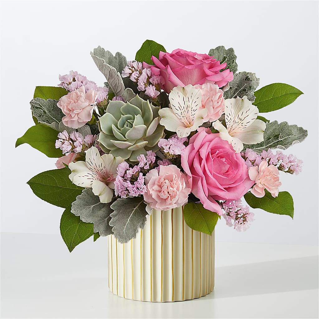 Dusty Rose Bouquet with Ivory Vase – PARKER'S FLORIST, Madison AL