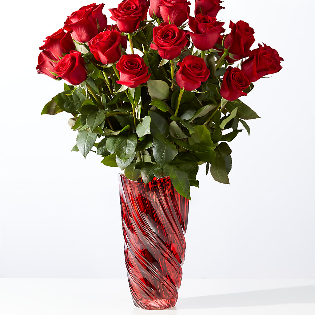 Classic Love Red Rose Bouquet with Luxe Swirl Vase – PARKER'S FLORIST, Madison AL