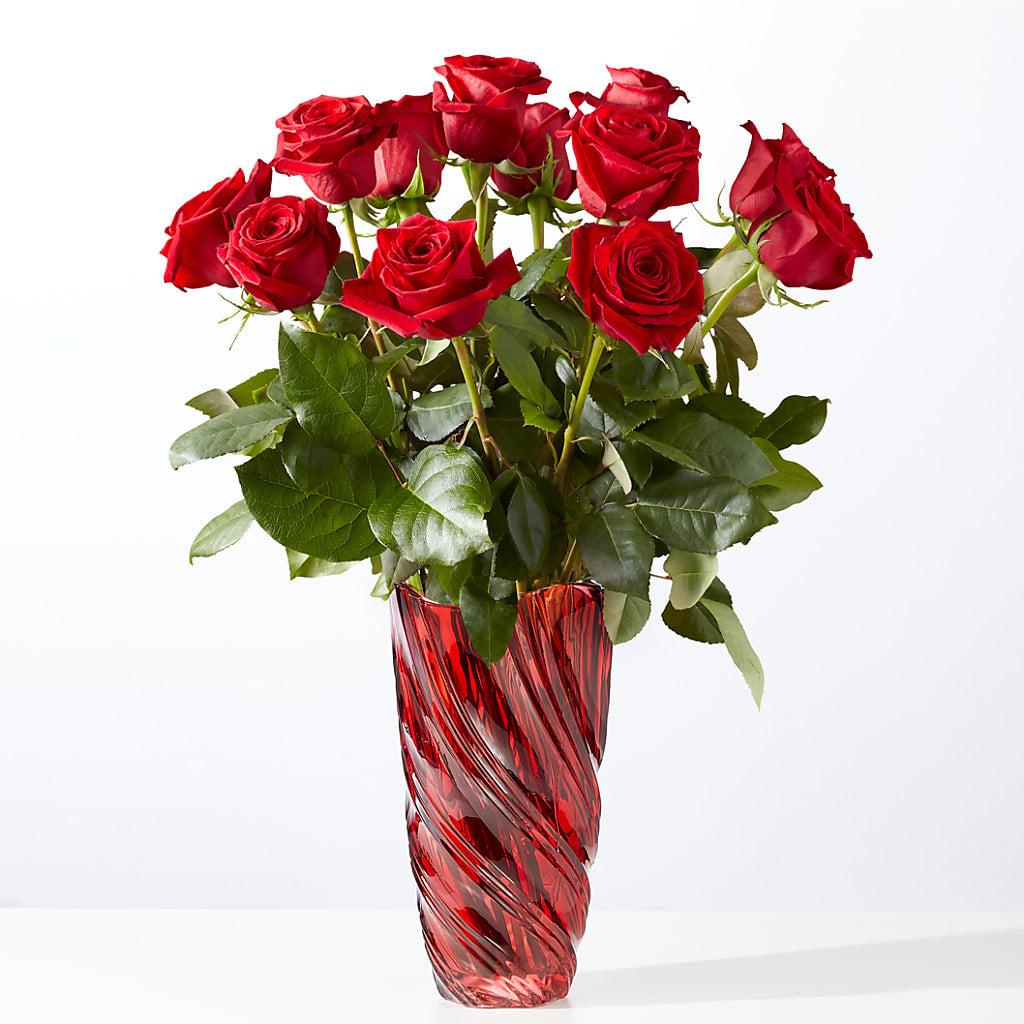 Classic Love Red Rose Bouquet with Luxe Swirl Vase – PARKER'S FLORIST, Madison AL
