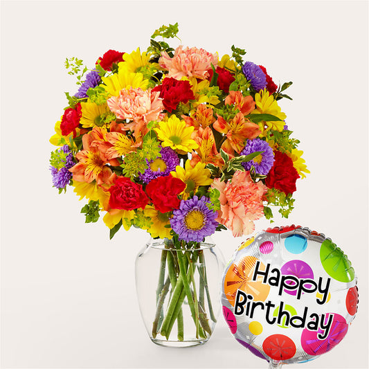 Kaleidoscope Bouquet with Birthday Balloon – PARKER'S FLORIST, Madison AL
